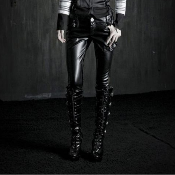 Punk Rave Rare Spider Web Black Bondage Skinny Pants Large - Picture 3 of 5